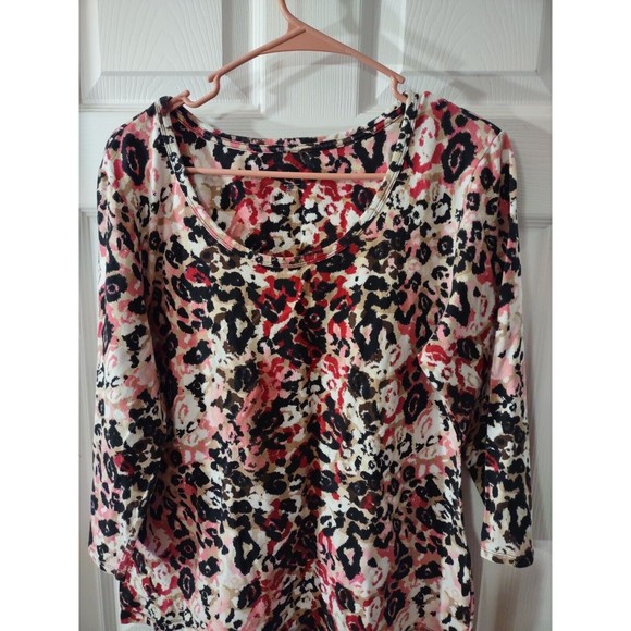 Style & Co Top Size L Multicolor 3/4 Sleeve Abstract - Picture 2 of 7
